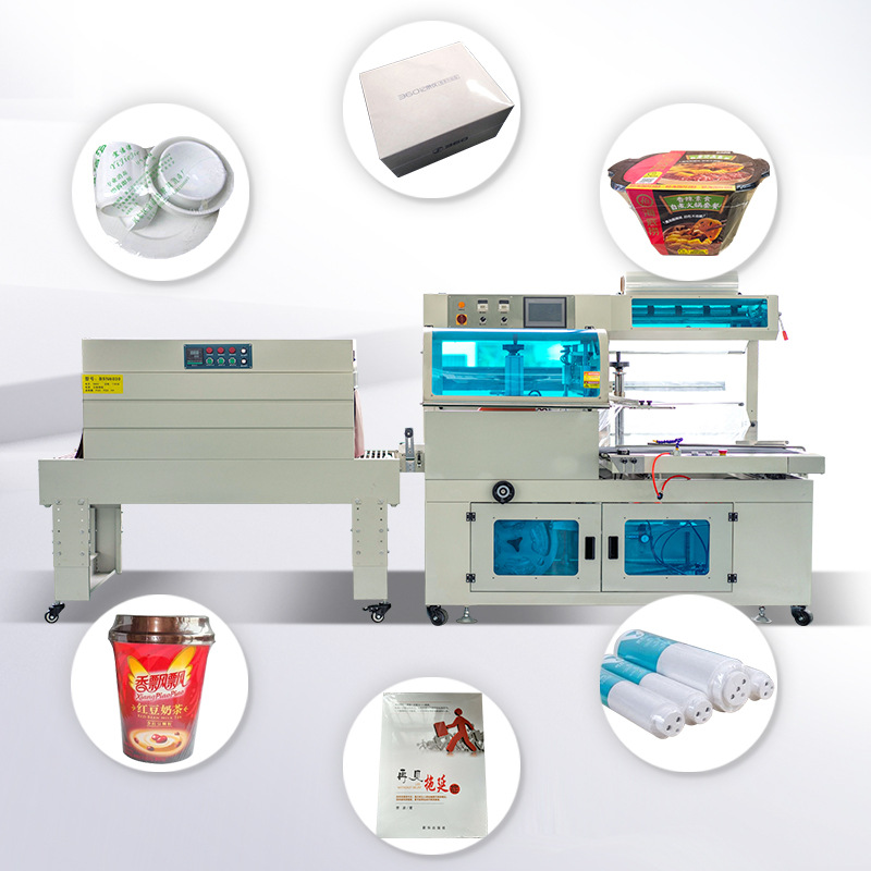 Fully automatic L-shaped sealing and cutting machine, heat shrink packaging mac...